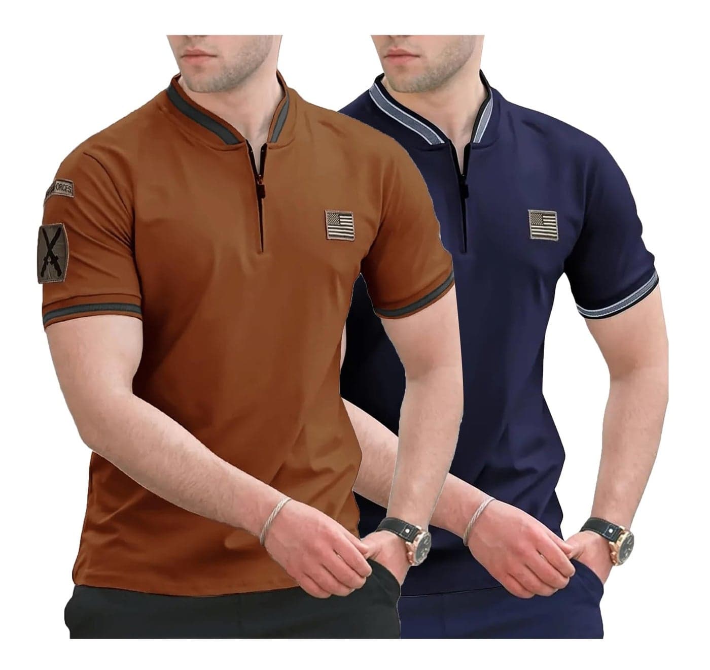 Lymio Polo T Shirt for Men || Men Casual T-Shirt || Polo Available in Combo Pack of 2 (POLO-53-54-Blue-Orange-2XL)