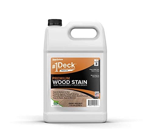 SaverSystems #1 Deck Premium Semi-Transparent Outdoor Wood Stain and Sealer in One - Water Based Wood Stain for Decks, Fences, & Siding - 1 Gallon (Dark Walnut)