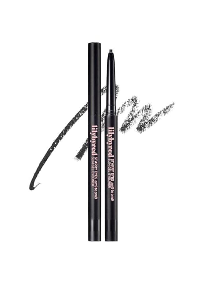 lilybyred Starry Eyes Am9 to Pm9 Slim Gel Eyeliner Korean UltraSlim 2mm Gel Eyeliner Intense Color Payoff Creamy Formula Easy Blending SmudgeProof LongLasting 0004 oz 01 Matt Black