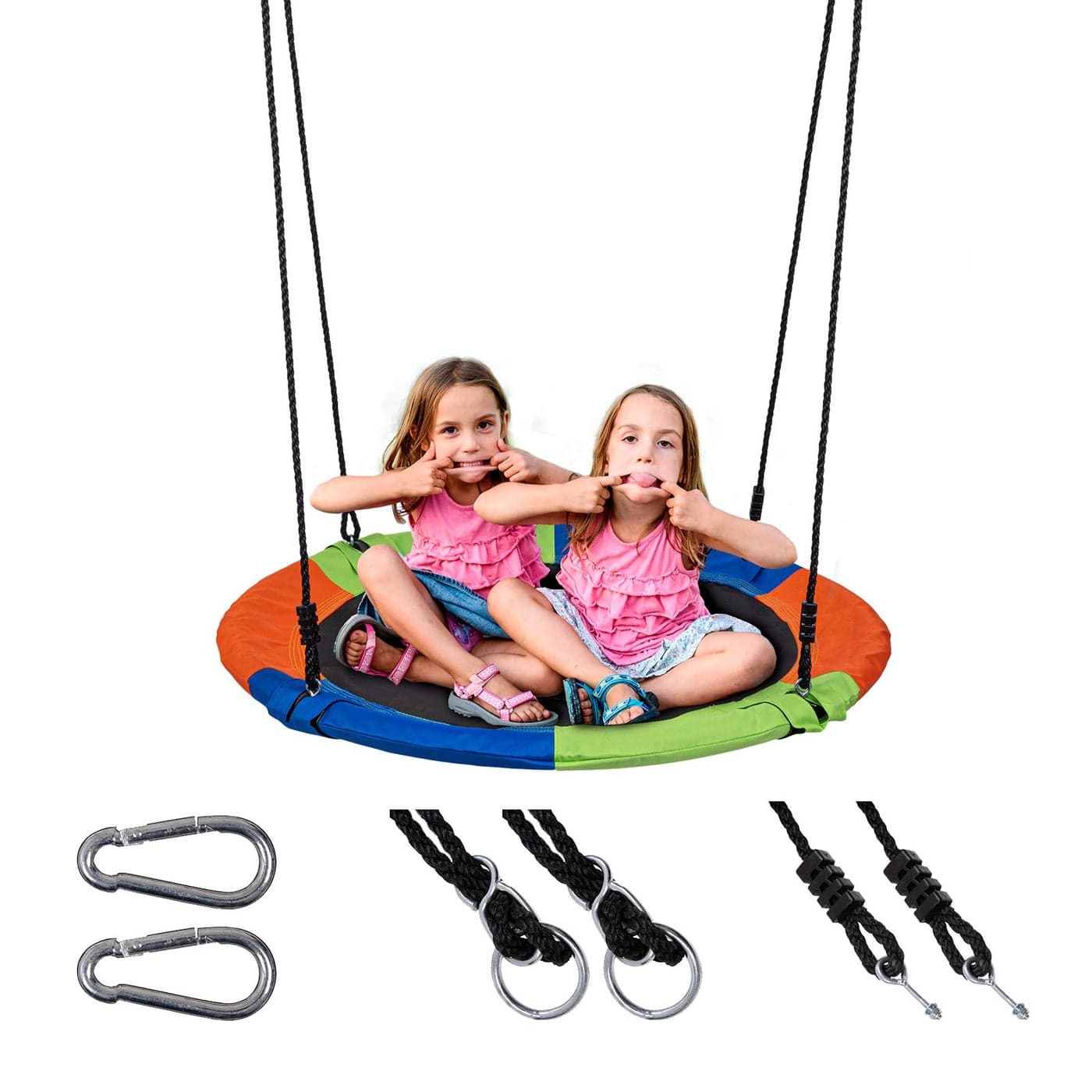 Sunnyglade 40 Inch Kids Saucer Tree Swing Set 600D HeavyDuty Oxford Fabric Platform Swing Seat with Steel Frame Carabiner Support 550 lb