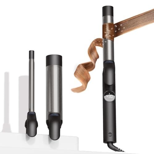 TYMO Curling Iron Set - 1/2, 1, 1 1/2 Inch Professional Ceramic Hair Curler for Spiral Curls & Beach Waves, Ionic Curling Wand for Women Short/Long Hair, Fast Heating, Dual Voltage & 5 Temps, Black