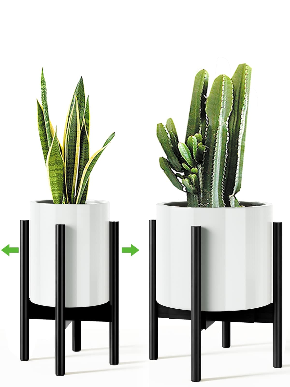 MUDEELA Adjustable Plant Stand Indoor Bamboo Plant Stand 8 to 12 Inches Single Floor Plant Stand for Indoor Plants Bamboo Black Planter Stand for Indoor Plants Pot Plant Not Included