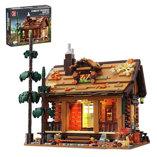 TYCOLE Wood Cabin Building Blocks Set with LED Lights Autumn House Building Toys Log Cabin Construction Kits Stem Forest Treehouse Christmas Birthday Gift for Adults and Boys Age 8121969Pcs