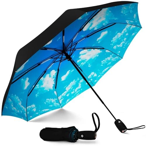 TEKCOOL Umbrella Automatic Open Travel Umbrella with Wind Vent,Umbrella Big Size for Men, Umbrella for Girls, Umbrellas for rain,Windproof Umberalla Large for Man,Women(Blue Sky)..