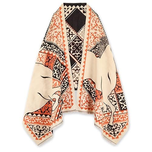 EXTREE Scarfs for Women Pashmina Silky Shawl Wrap for Evening Dressing Blanket Open Front Poncho Cape