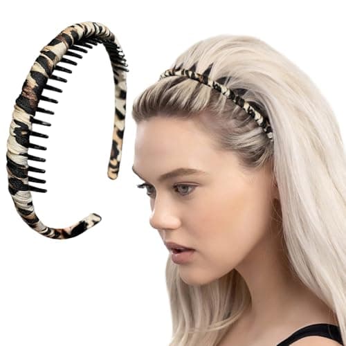 LYKAA Hairband With Leopard Print | Zig Zag Hair Band for Women & Girls | Non Slip Teeth Headband | Stretchable Hair Accessories for Daily Wear, Party, Office & Makeup | Stylish Animal Print Hairband-1Pc