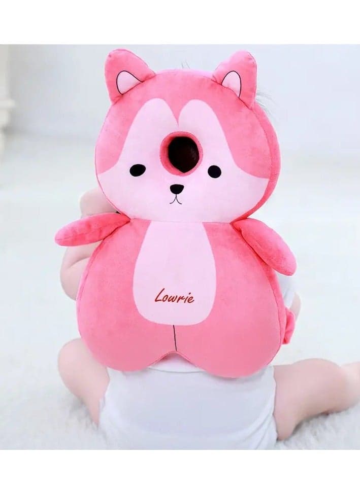 Baby Toddler Headrest Pillow, 0-3 Years Old, Anti-Fall Soft Polyester Head Protector, Breathable Walking Learning Cushion, Cute Animal Design Safety Guards Pink Color