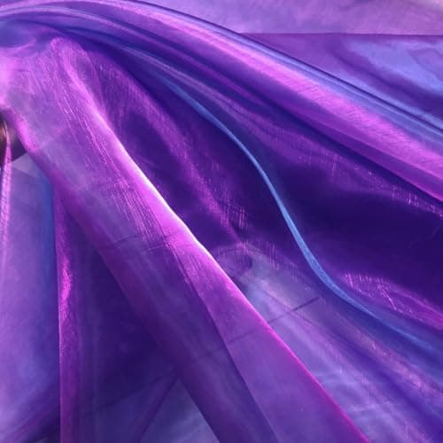 YYCRAFT Two Tone Sheer Organza Fabric by the Yard for Curtain Weddings Decor 2 Yards Iridescent Purple