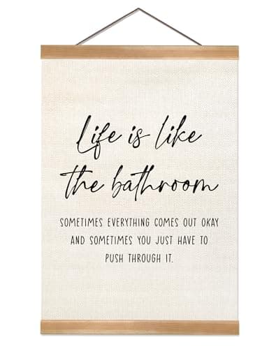 ZTGDA Funny Bathroom Decor Wall ArtLife is Like The Bathroom Canvas Poster Restroom Humor Sign Inspirational Hanging Wall Art Print for Toilet Guest Bathroom Powder RoomLife is like
