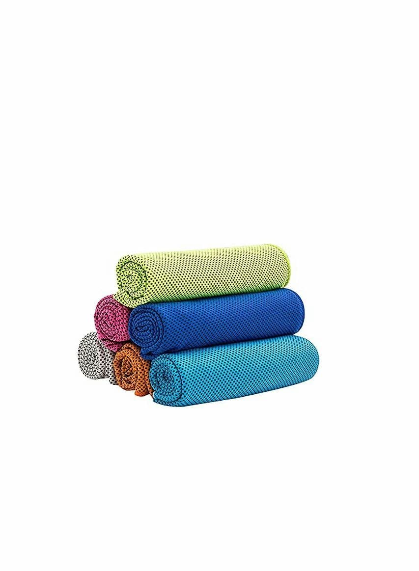 Cooling Towel 6 Packs (35×12) - Cold Workout Towels Cool Neck Warp Sweat Rags for Sports, Fitness, Gym, Yoga, Running, Travel, Camping (6 Colors)
