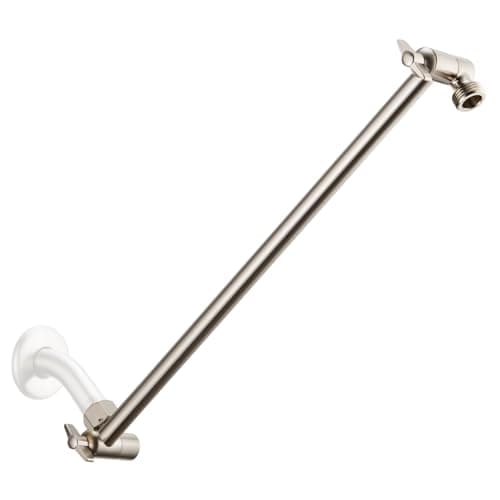 15 Inch Extra Long Adjustable Shower Head Extension Arm With Locking Set Screw, Singing Rain Brass Angle Height Adjustable, Easy To Install, G1/2 Universal Connector Compatible (Nickel Brushed)