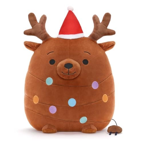 FunisFun Christmas Plush Pillow Holiday Xmas Plush Stuffed Animal Perfect for Secret Santa Gag Gift Reindeer