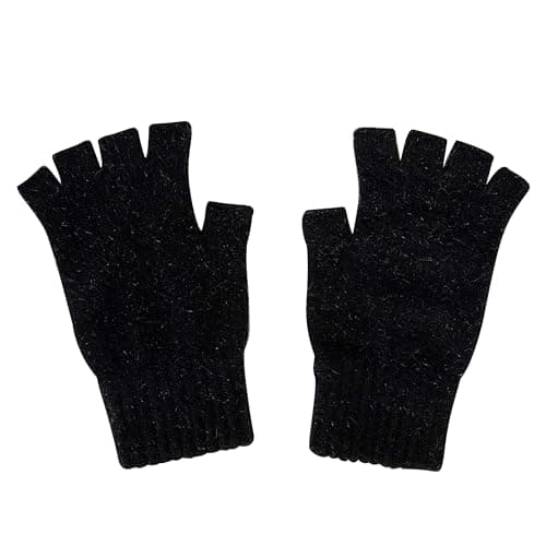 Whitepeak Genuine Merino Wool and Possumdown Fingerless Gloves for Men and Women | UNISEX (Black Medium)