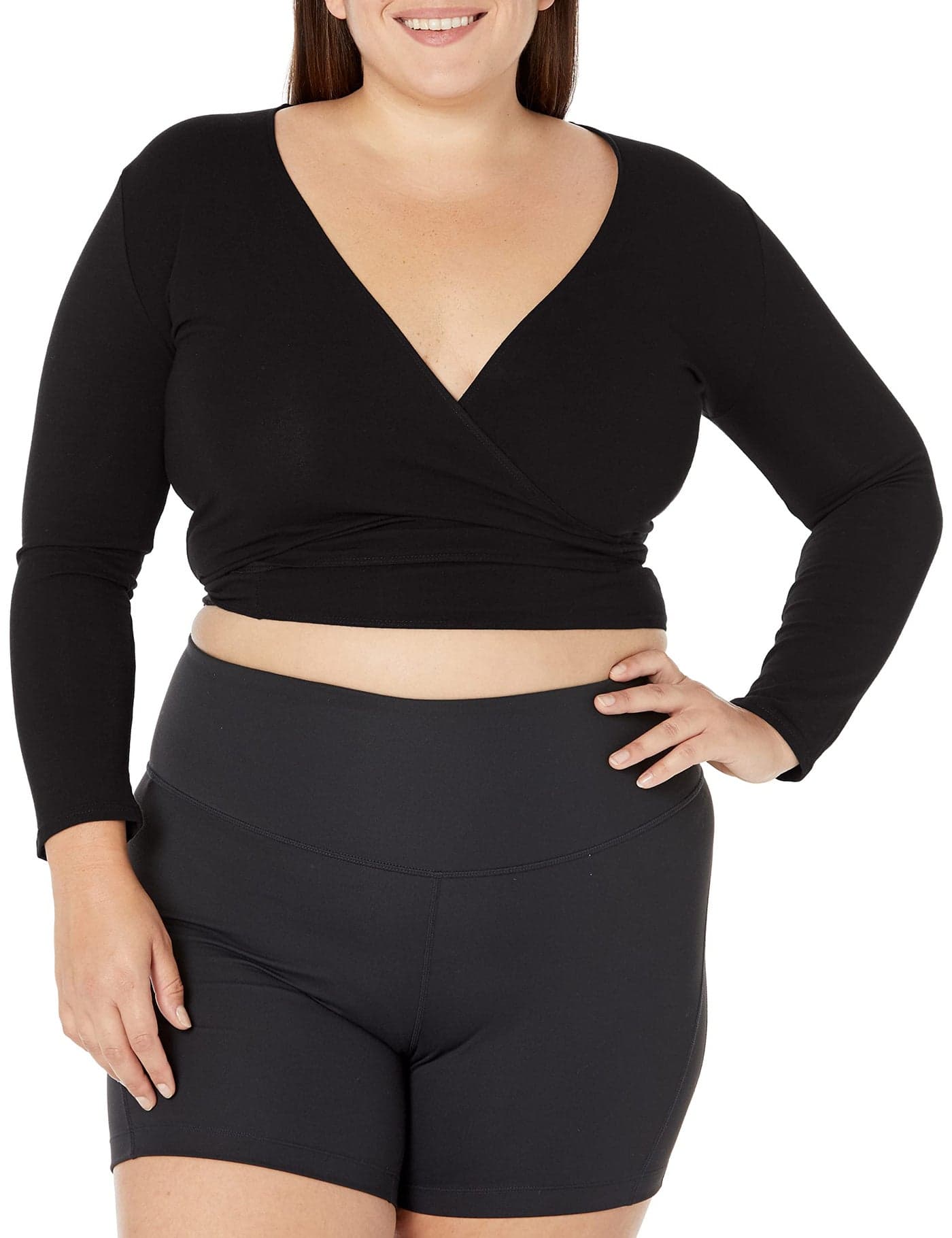 Capezio Women's Wrap Top, Black, Medium