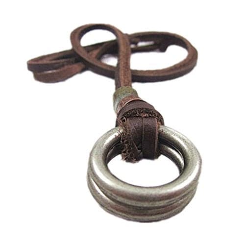 COOLLA Brown Leather and Alloy Pendant Adiustable Men's Leather Necklace Pl233