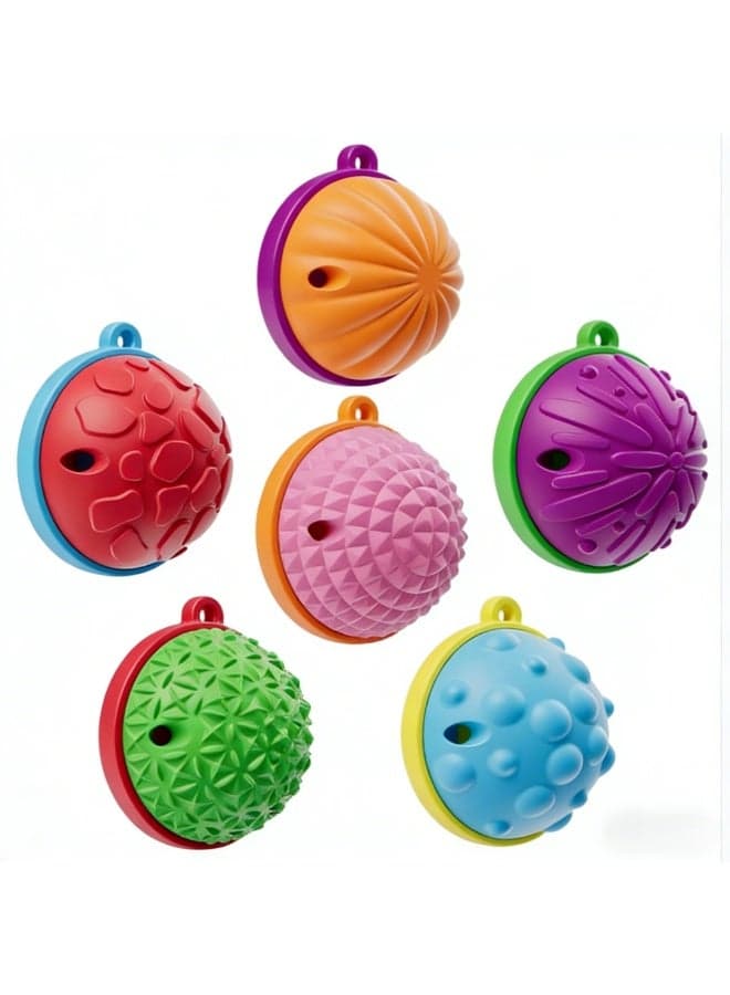 6Pcs 3D Textured Fidget Toys, Sensory Stress Relief Dome Squeeze Balls, Anxiety Relief Pop Toys for Kids & Adults, Portable Keychain Fidgets, Party Favors, Eid Gift