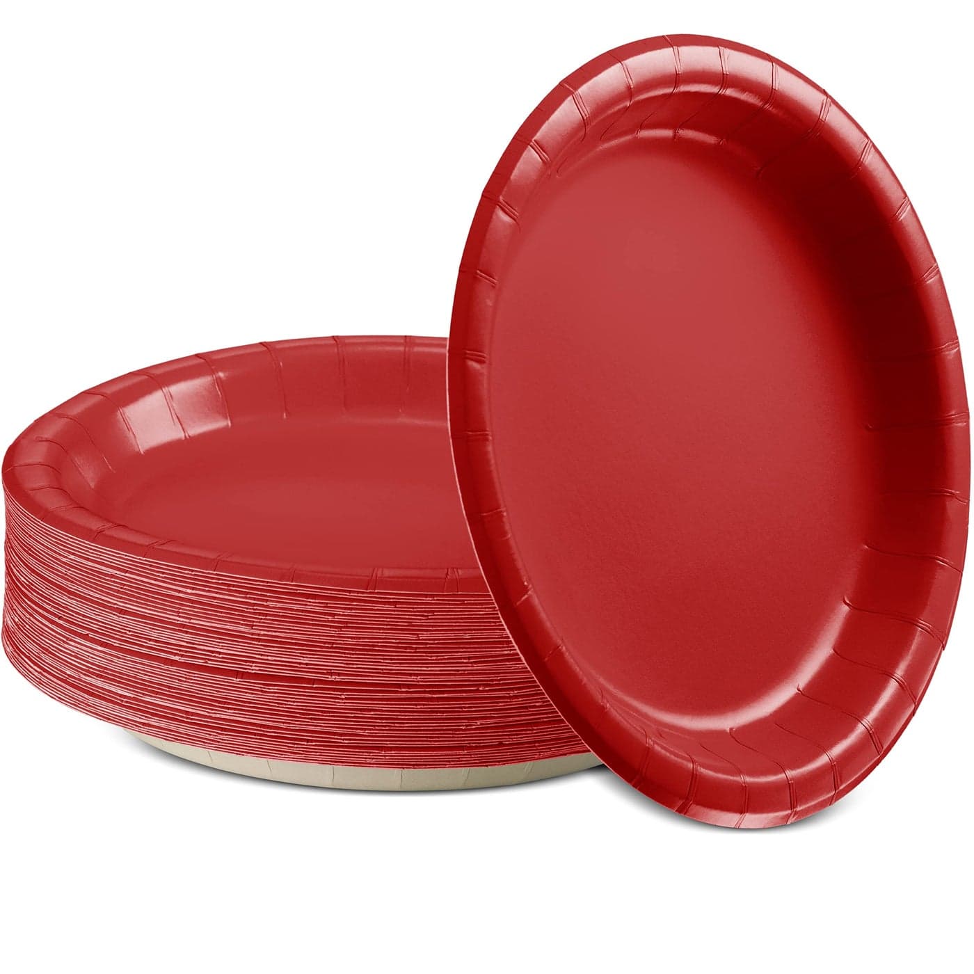Amcrate Disposable Paper Plates Red 6 34 Inches Paper Dessert Plates Strong and Sturdy Disposable Plates for Party Dinner Holiday Picnic or Travel Party Plates Pack of 50