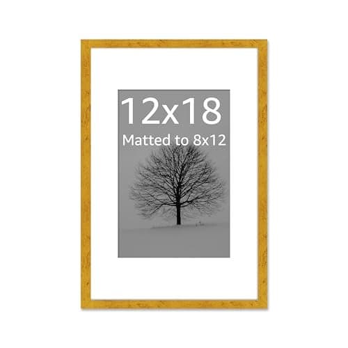 Art Street Synthetic Document Large Size Wall Photo Frame, Set of 1 Big Frames For Wall Artwork, Certificates, Picture & Photographs Home Decor (12x18 Inch, Matted To: 8x12 Inch, Gold)
