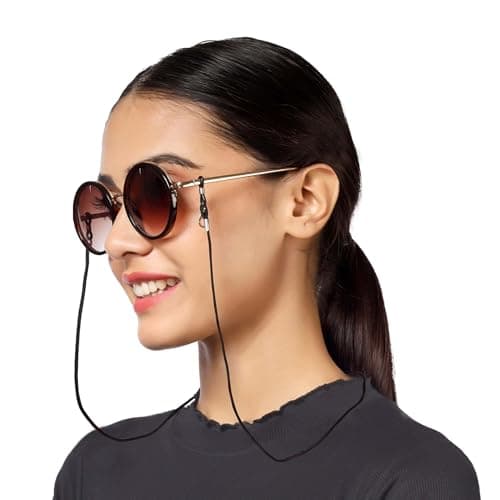 VIVID vision Unisex Adult Fabric Eyeglass Holder Strap Cord | New Chain Adjust on Sunglasses | Anti-slip Retainer Lanyard String Eyewear Frame | CH-247-A | Black