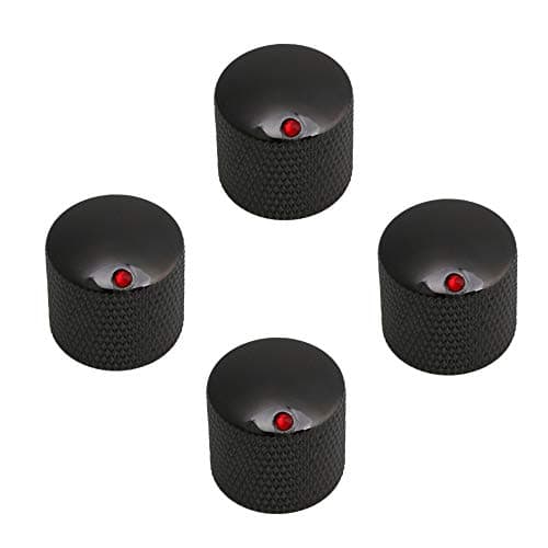 4PCS Black Red Dot Gem Metal Guitar Potentiometer Knobs Control Knurled Knob Volume Audio