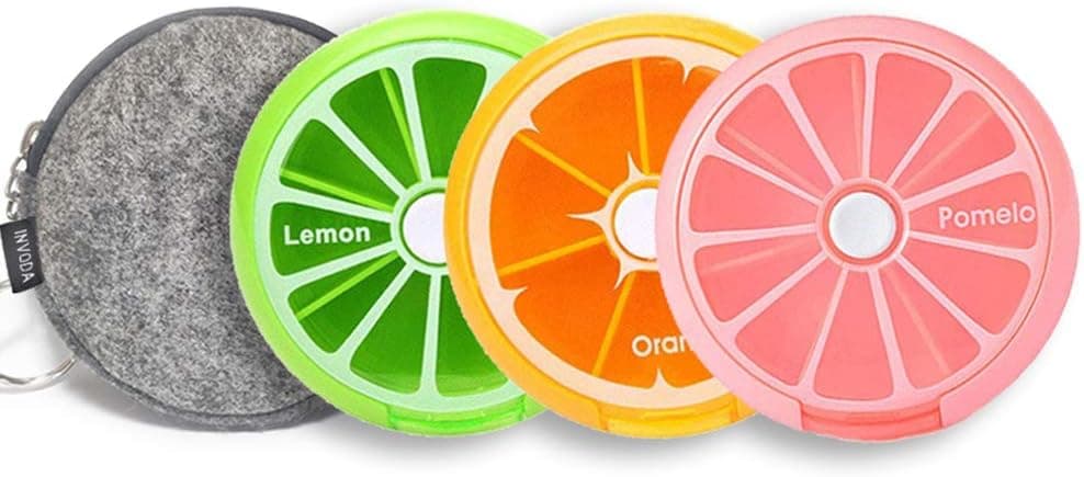 INVODA 3PCS Pill Cases 3PCS Pill Box Weekly 3 Times 7 Compartments Large Medicine Pill Organizer (Group 3PCS+Bag)