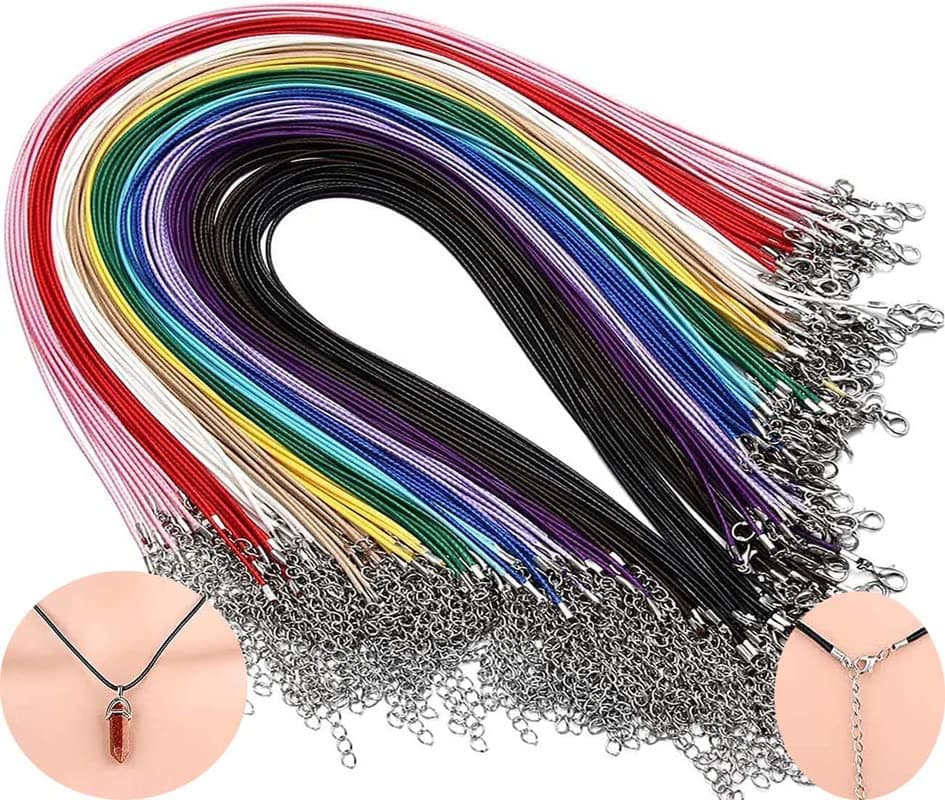 DIY Crafts 20 Pcs Total Qty, Random Colour, Waxed Necklace Cord Bulk for Jewelry Making,Necklace Rope String with Clasp for DIY Bracelet (20 Pcs Total Qty, Random Colour)