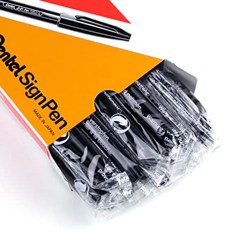 Pentel Sign Pen FiberTipped Black Ink S520A Box of 12