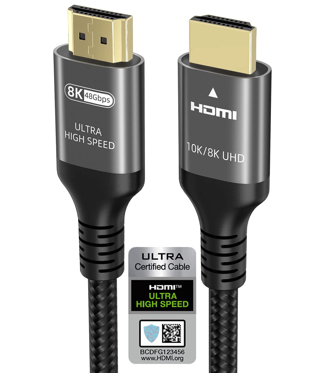 Ubluker 10K 8K 4K HDMI Cable 48Gbps 25 FT, Certified Ultra High Speed HDMI® Cable 4K 240Hz 144Hz 120Hz 8K60Hz 0.01ms HDR10+ eARC HDCP2.3 Netflix Roku TV PC Monitor Projector PS5 Xbox