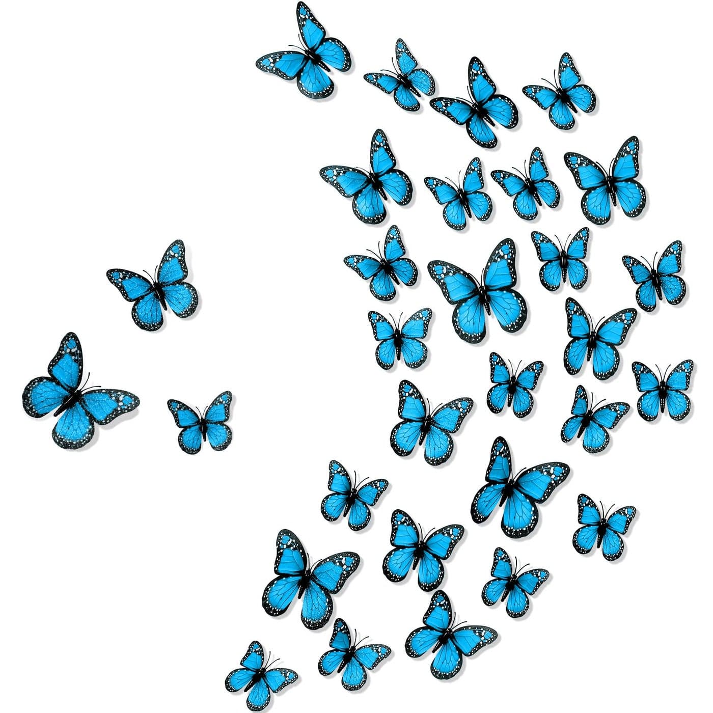 Chuangdi Monarch Butterfly Decoration 3 Size Fake Butterflies Realistic Butterfly Crafts Artificial Wall Decor for Craft Home Wedding Classroom Birthday Party DecorationsBlue48 Pack