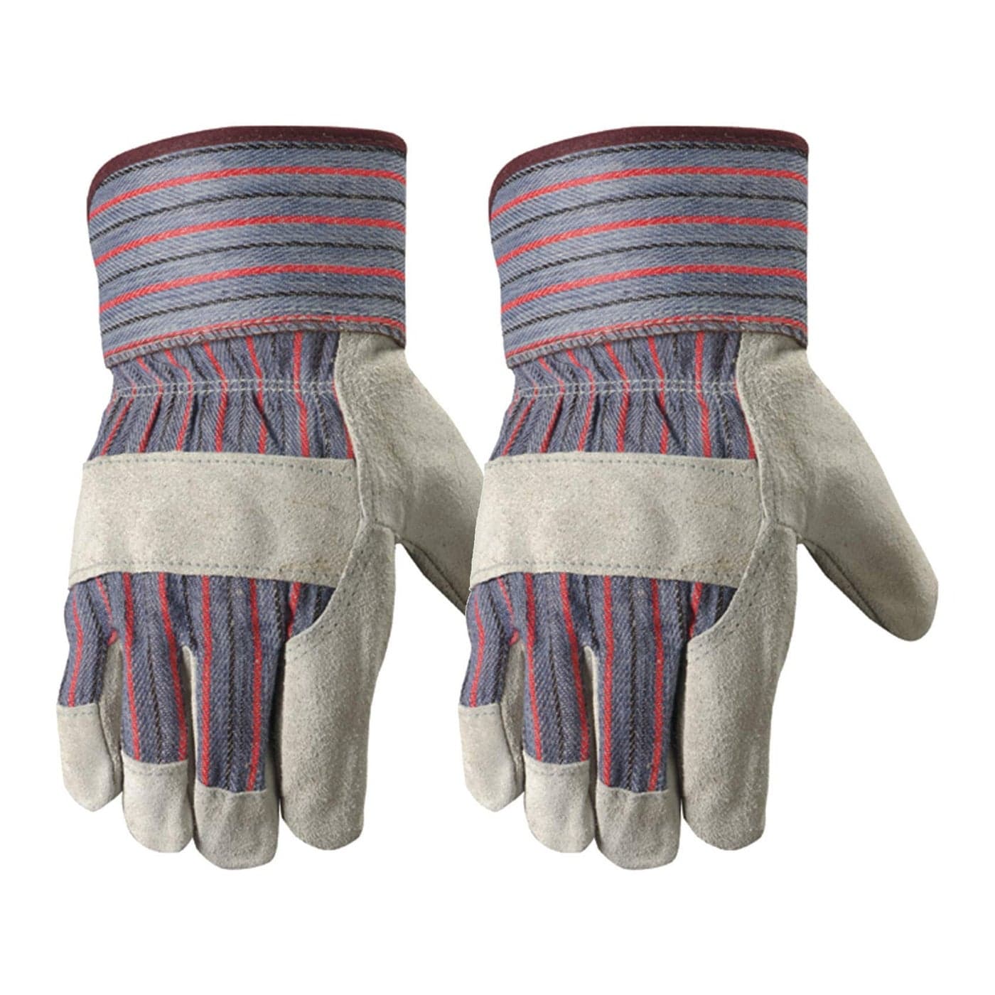 Wells Lamont 2 Pair Pack Mens Leather Work Gloves with Heavy Duty Reinforced Palms Large 4006NWNW Grey
