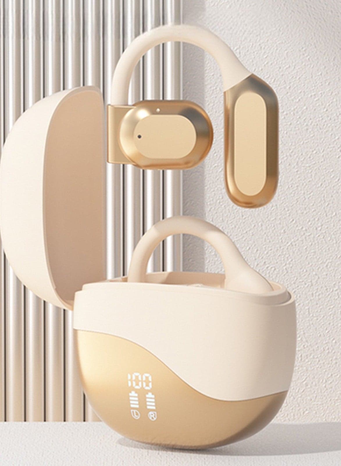 Bluetooth Wireless Bone Conduction Headphones,Wireless Bluetooth Earphones 5.4 Non In Ear Open External Digital Display Bones Conduction Advanced Long Battery Life
