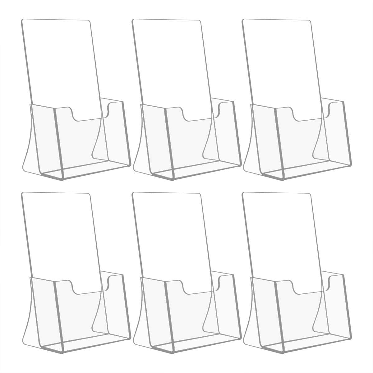 NIUBEE 6 Pack 85 x 55 Acrylic Bifold Brochure HolderClear Plastic Counter top Flyer Organizers