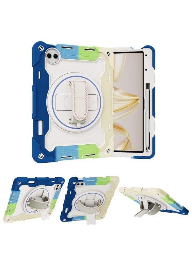 Case for Huawei MatePad Pro 12.2 (2025) 12.2-inch, Heavy Duty Silicone+PC Shockproof Cover with Shoulder Strap, Elastic Multi-Angle Stand 360° Adjustable Hand Strap