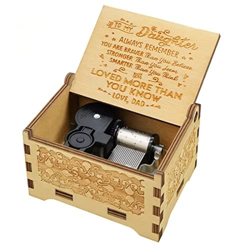 Daughter Gifts from Dad, Wooden Music Box, Dad to Daughter Gifts, Suitable for Birthday/Christmas/Keepsake