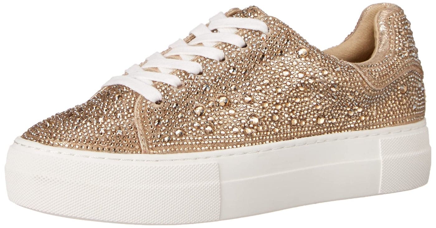 Betsey Johnson Womens Sidny Sneaker Light Gold 8