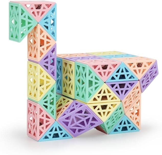 Slipps 48 Blocks Geometric Magic Cube Brainteaser Snake Cube Puzzle Game Sensory Toy Party Favours, Gift Bag, Birthday Toys for Children Boy Girl Adults