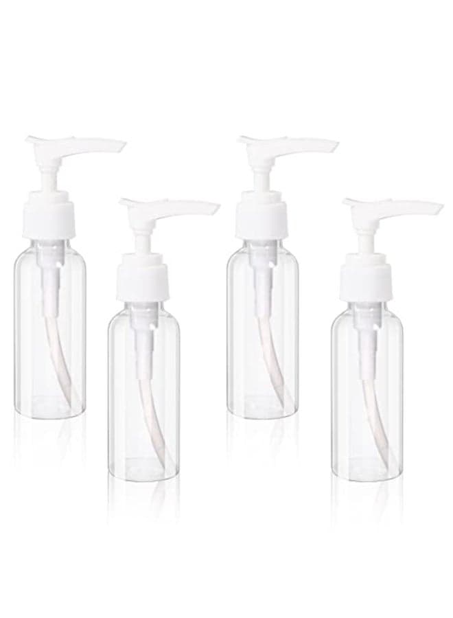 4 Pack Transparent Travel Bottles Empty Plastic Pump Bottles Dispenser Clear Mini Hand Soap Dispenser Foamer Bottle Refillable Travel Pump Bottle for Lotion Liquids Toiletries Shampoo 50ml 17oz