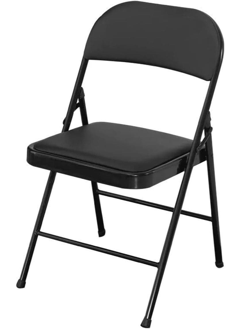 Professional Grade Folding Chair with Comfortable Upholstered Seat Durable Black Steel Frame and Easy Fold Storage for Multi Purpose Seating