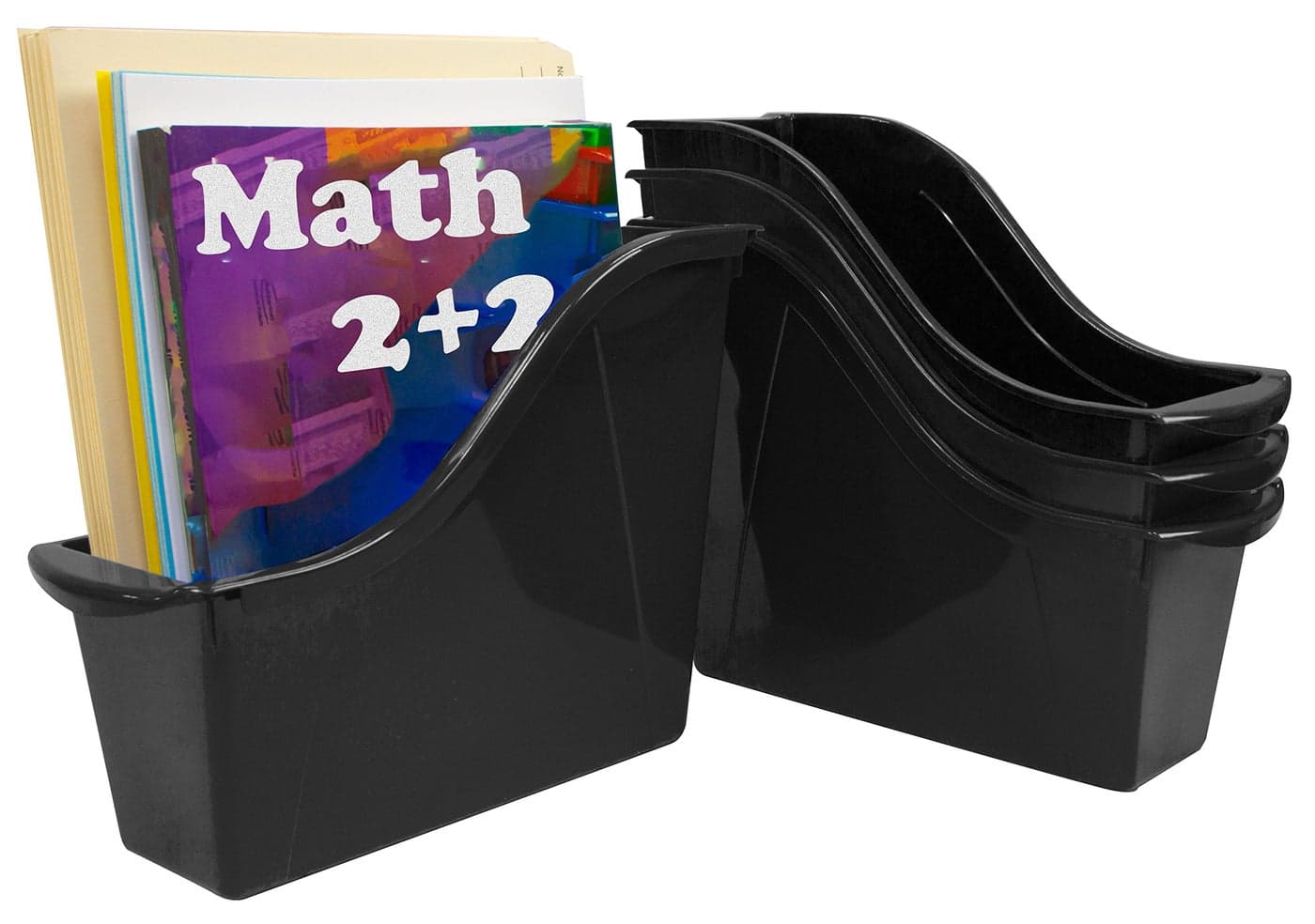 Storex Small Book Bin Interlocking Plastic Organizer for Home Office and Classroom Black 6Pack 70123C06C