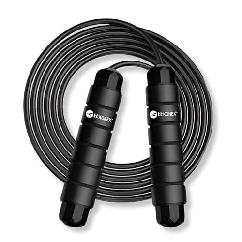 Konex Adjustable Skipping Rope for Men & Women | Jumping Rope for Fitness, Home & Gym Workouts (Black)