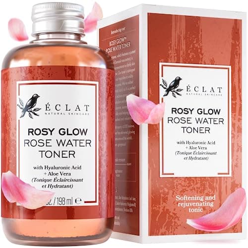 Eclat Skincare Rose Water Toner Hydrating Toner for Face Rosewater with Hyaluronic Acid Aloe Vera Alcohol Free Skin Soothing Formula Rejuvenating Calming Facial Skin Care