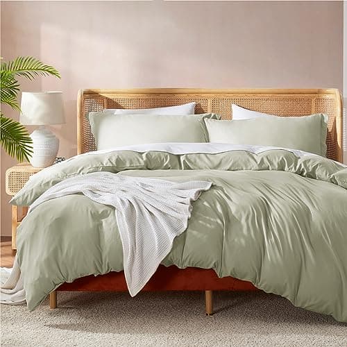 Nestl Light Sage Duvet Cover King Size - Soft Double Brushed King Duvet Cover Set, 3 Piece, with Button Closure, 1 Duvet Cover 104x90 inches and 2 Pillow Shams