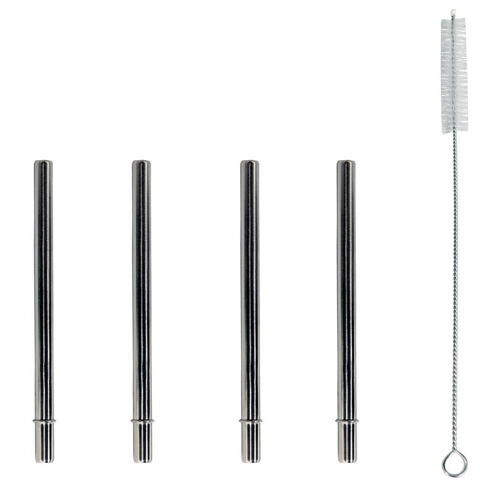 Extra Short 5 Safer Stainless Steel Straws for 12oz Thermos Funtainer Cocktails Small Glasses or Cups 4 Pack Cleaning Brush