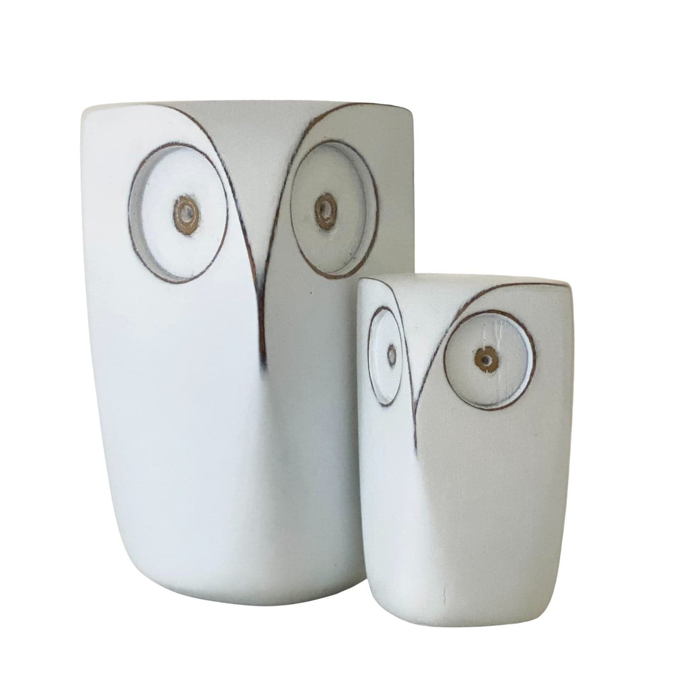 Huey House Wise Owl Decor Statue Sculptures Set of 2 Small White Resin Figurines 5 4 Inches High Minimalist Decor for Home Office Bookshelf or Desk