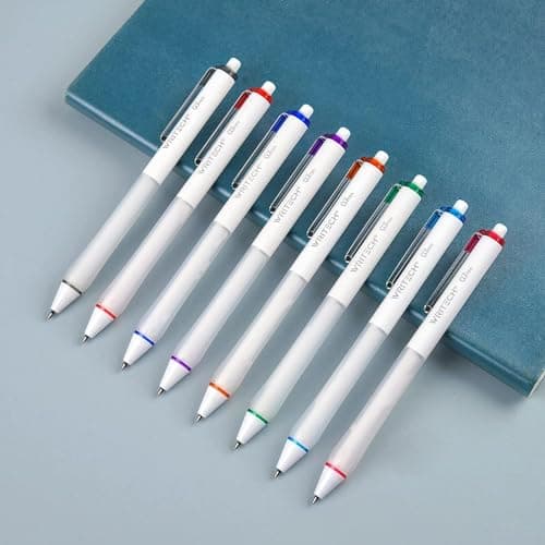 WRITECH Gel Ink Retractable Pens: Assorted Colors Ink 0.7mm Medium Point Pen Set, Smooth Writing Multi Colored No Bleed Pens Bulk for Journaling 8ct