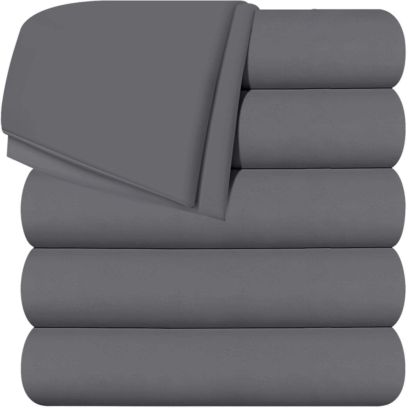 Utopia Bedding Flat Sheets Pack of 6 Soft Brushed Microfiber Fabric Shrinkage Fade Resistant Top Sheet Easy Care King Grey