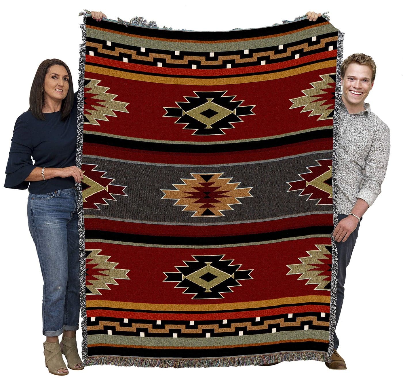 Pure Country Weavers Kaibab Blanket - Southwest Native American Inspired - Gift Tapestry Throw Woven from Cotton - Made in The USA (72x54)