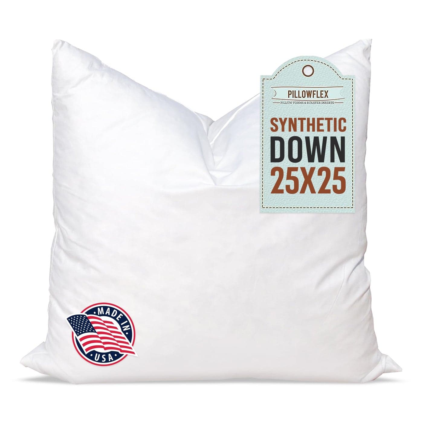 Pillowflex Synthetic Down Pillow Insert 25x25 Euro Down Alternative Ultra Soft Large Square European Throw Pillow Bed Sham 1 Decorative Form
