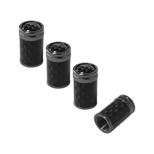 Sylvil 4 PCS Car Tire Valve Stem Caps Leakproof Auto Rim Wheel Valve Stem Cap with O Rubber Seal Dustproof Stem Covers for Car SUV Bike Truck Motorcycle Car Accessories Black Carbon Fiber