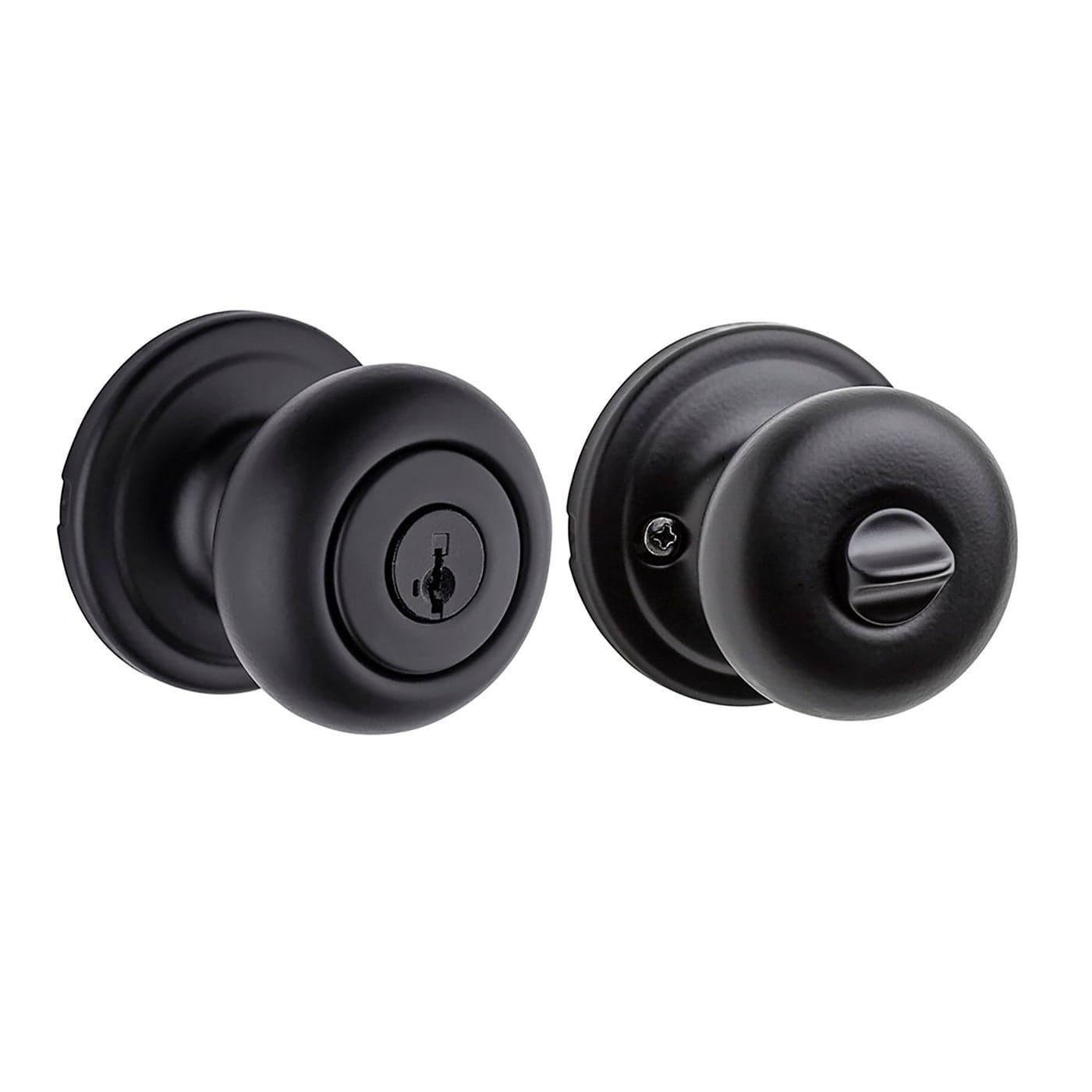 Kwikset Hancock Entry Door Knob with Lock and Key Secure Keyed Handle Exterior Front Entrance and Bedroom Matte Black Pick Resistant SmartKey Rekey Security and Microban